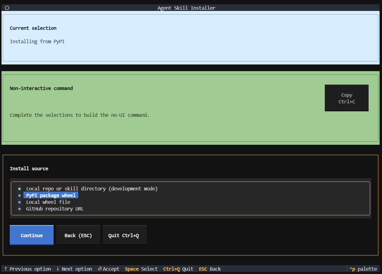 Agent Skill Installer text UI